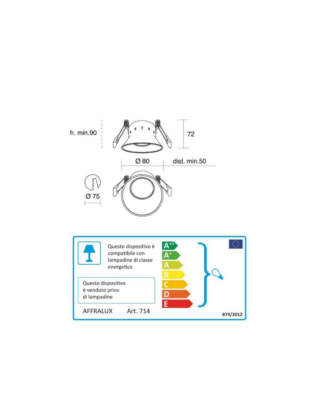 Faretto da Incasso Tondo per Cartongesso Simplie Cono Oro Ø8,1cm 1xGU10  Isyluce 712