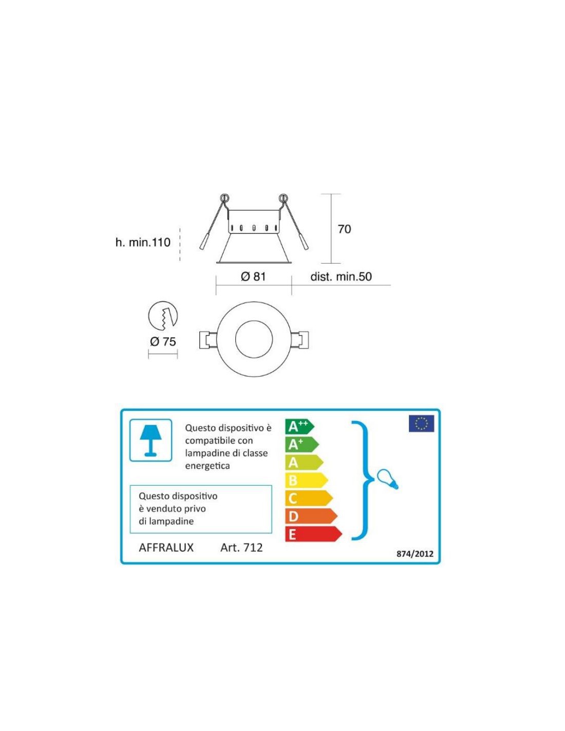 Faretto da Incasso Tondo per Cartongesso Simplie Cono Oro Ø8,1cm