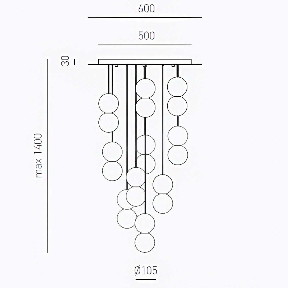 Gea Luce SFERA S10 Lampadario a Grappolo Multiluce in Vetro