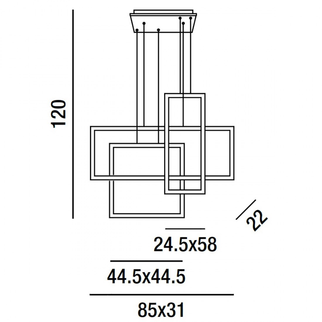 Lampadario moderno Perenz CROSS 6592 B CT LED 90W 6750LM