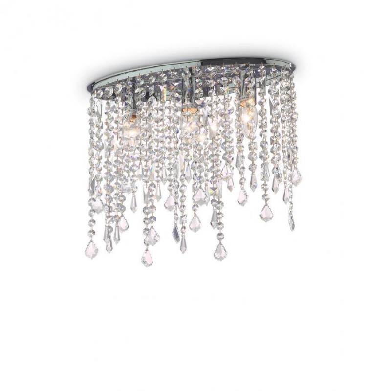 Plafoniera Classica per Salone e Soggiorno 3 Luci con Cristalli Rain PL3 Ideal  Lux