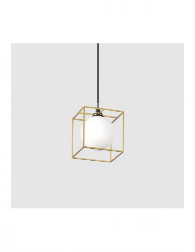 Sospensione Cubo Con Sfera Vetro Lingotto SP1 Ideal Lux