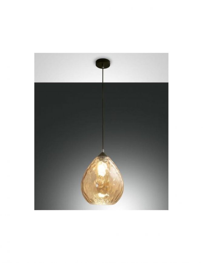 Sospensione Gisella In Vetro Ambra Ø20 cm 3518-40-125 Fabas Luce