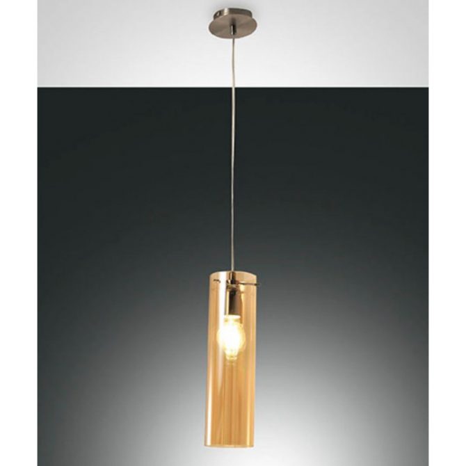 Sospensione Sintesi vetro ambra 3480-40-125 Fabas Luce