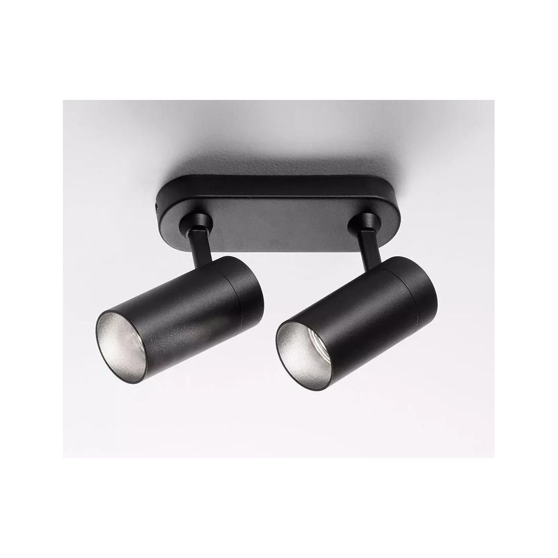 Faretto Spot da Parete Soffitto 2 Luci GU10 Orientabile Nero Isyluce 757N