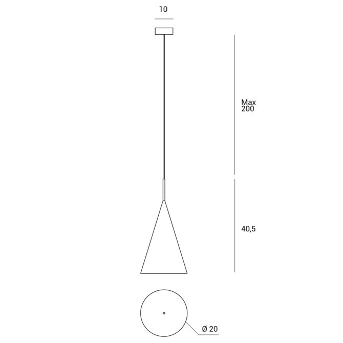 MILOOX SAMOI Lampada a sospensione in  metallo nero soft touch e stelo in ottone spazzolato diam. 20 cm