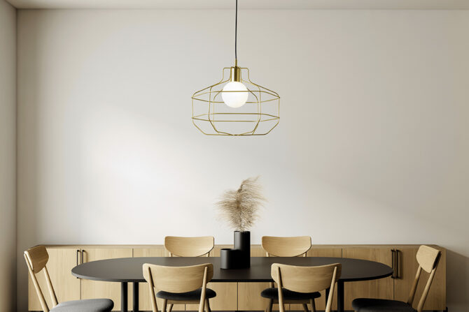 MILOOX WIRE  Lampada da sospensione con struttura e rosone in metallo oro