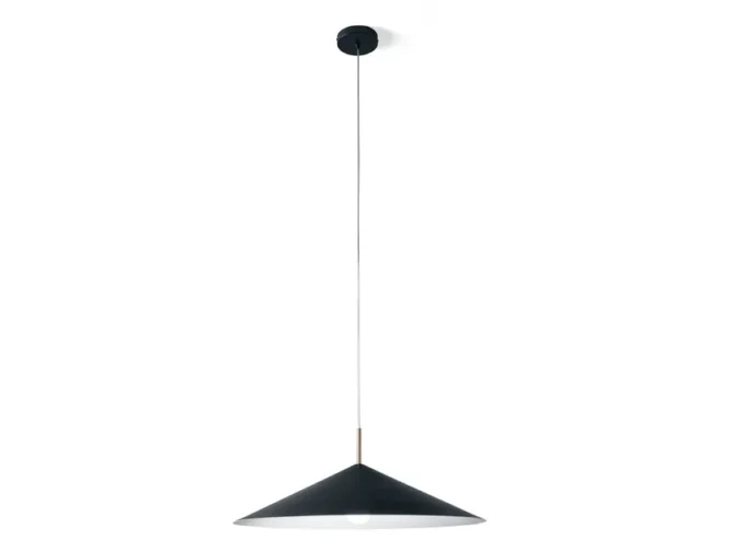 MILOOX SAMOI Lampada a sospensione in metallo nero soft touch e stelo in ottone spazzolato d. 60 cm