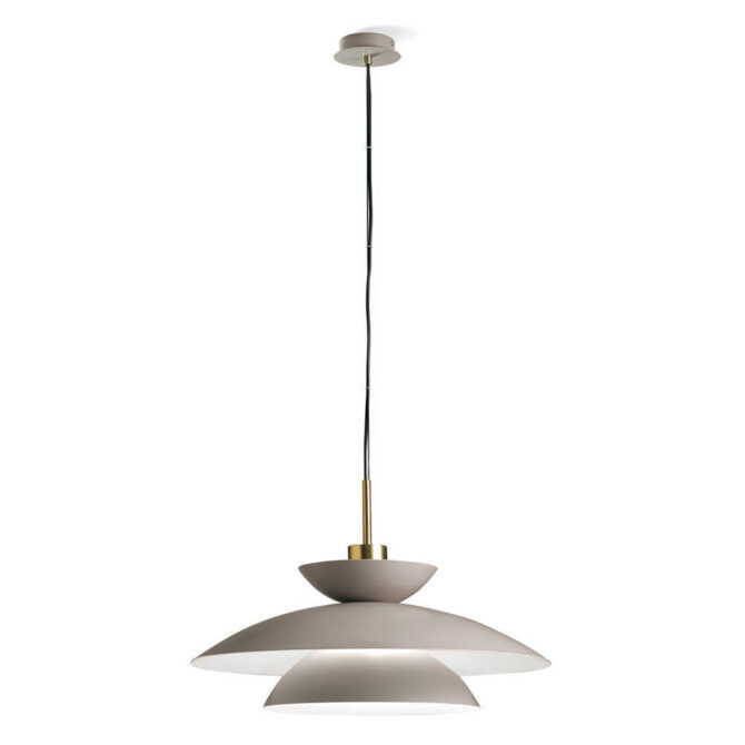 MILOOX KLOE Lampada a sospensione in metallo tortora e ottone  spazzolato d. 60 cm