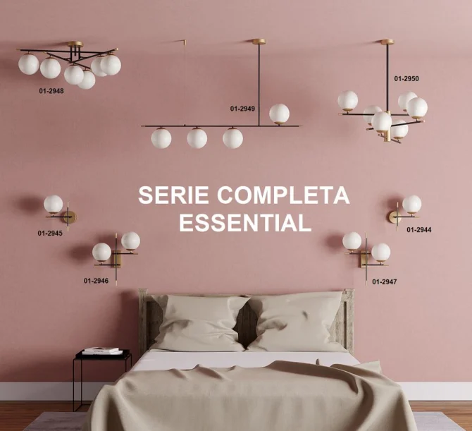 SMARTER Sospensione ESSENTIAL nero ed oro opaco  a 4 luci L. 120 cm