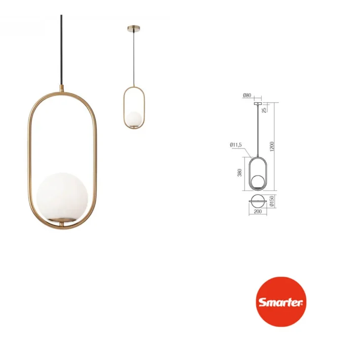 SMARTER Sospensione NIVA  satinato oro 1 luce D.20 cm