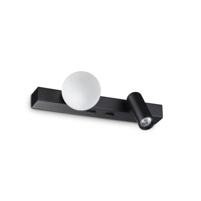 IDEAL LUX Applique PING PONG con finitura nero  3000 K- L. 21,6 cm