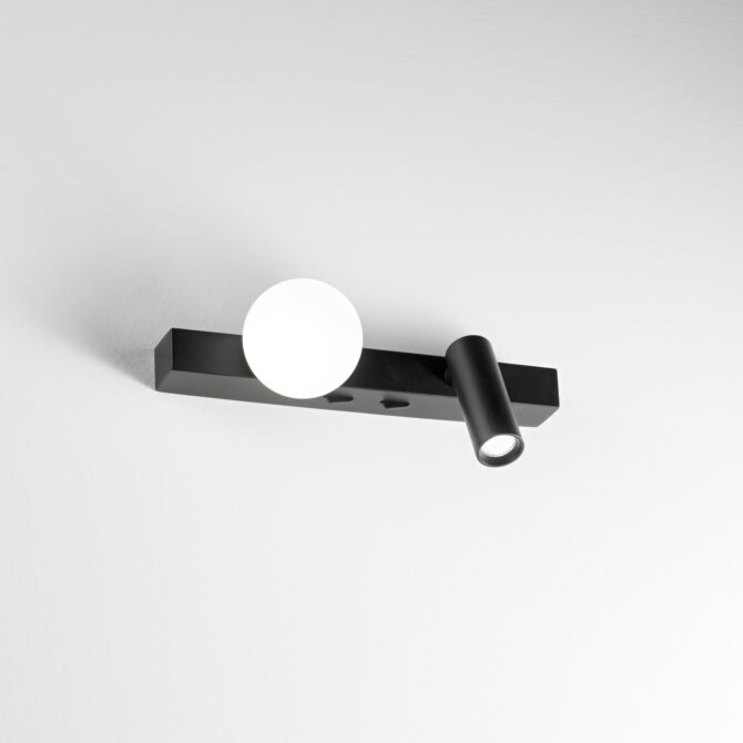 IDEAL LUX Applique PING PONG con finitura nero  3000 K- L. 21,6 cm